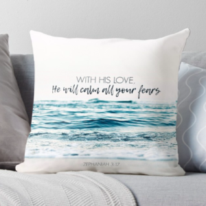 He Will Calm All Your Fears Throw Pillow All Things Faithful RedBubble