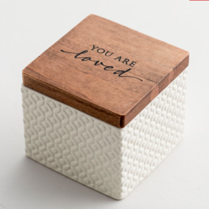 You Are Loved - Textured Ceramic Box with Wooden Lid All Things Faithful DaySpring