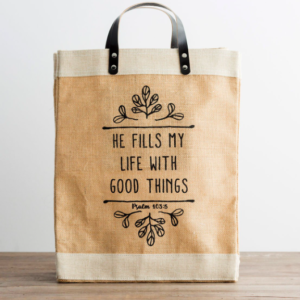 He Fills My Life with Good Things - Market Jute Tote Bag DaySpring All Things Faithful