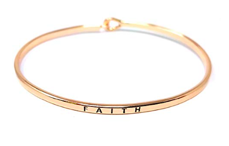 Me Plus Inspirational Faith Positive Message Engraved Thin Bangle Hook Bracelet Amazon All Things Faithful