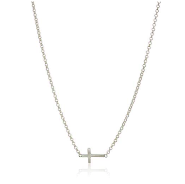 Product-Dogeared Faith 14k Silver Sideways Cross Pendant Necklace-AllThingsFaithful