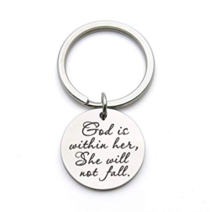 Product-God is Within her she Will not Fall Scripture Quote Keychain Encouragement Bible Verse Gift Stainless Steel Keychain-AllThingsFaithful