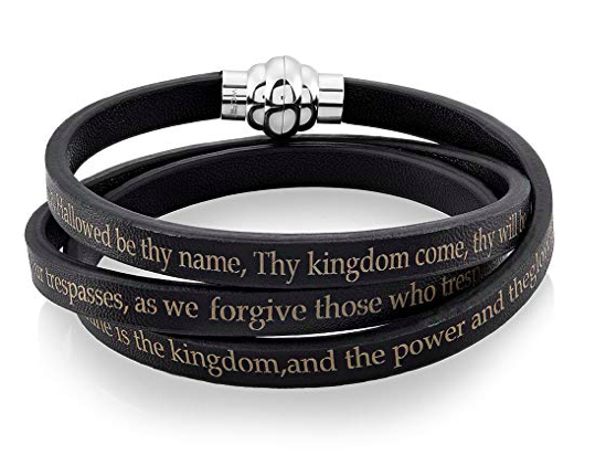 Product-West Coast Jewelry | Crucible Lord's Prayer Wrap Leather Bracelet-AllThingsFaithful