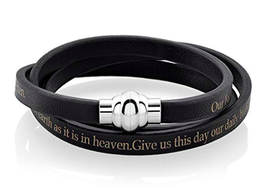 Product-West Coast Jewelry | Crucible Lord's Prayer Wrap Leather Bracelet-AllThingsFaithful