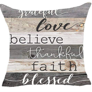 Product-FELENIW Retro Wooden Art Grateful Love Believe Thankful Faith Blessed Best Blessing Gift Throw Pillow Cover Cushion Case Cotton Linen Material Decorative 18" x 18'' inches-AllThingsFaithful