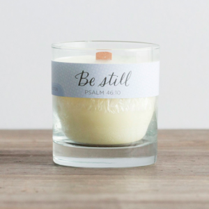 Product-Be Still - Wood Wick Candle - Fresh Cotton-AllThingsFaithful