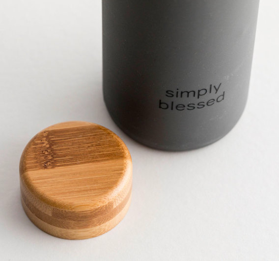 Product-DaySpring-Simply Blessed - Glass Water Bottle with Bamboo Lid-AllThingsFaithful