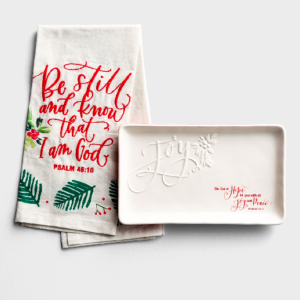 Product-Joy & Peace - Platter and Tea Towel Gift Set-DaySpring-AllThingsFaithful