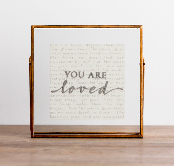 Product-You Are Loved - Glass & Metal Plaque-DaySpring-AllThingsFaithful