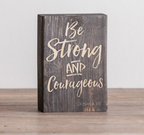 Product-Be Strong and Courageous - Mini Wooden Block-DaySpring-AllThingsFaithful