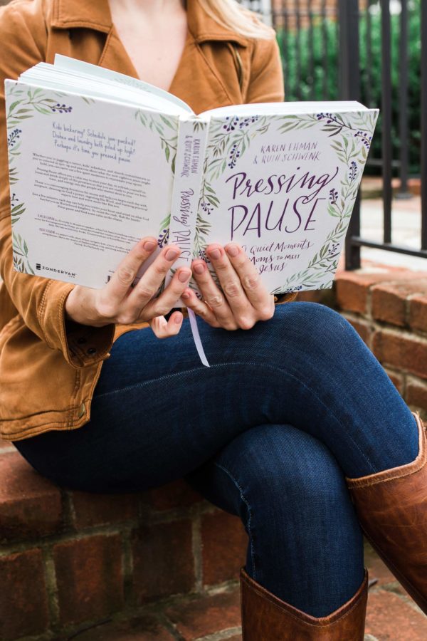 Product-Book-Pressing Pause: 100 Quiet Moments for Moms to Meet with Jesus by Karen Ehman and Ruth Schwenk-Amazon-AllThingsFaithful