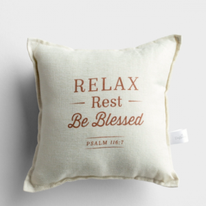 Product-Pillow-Relax, Rest, Be Blessed - Small Throw Pillow-DaySpring-AllThingsFaithful